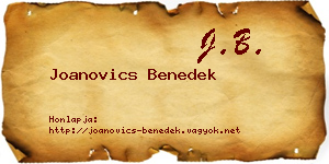 Joanovics Benedek névjegykártya